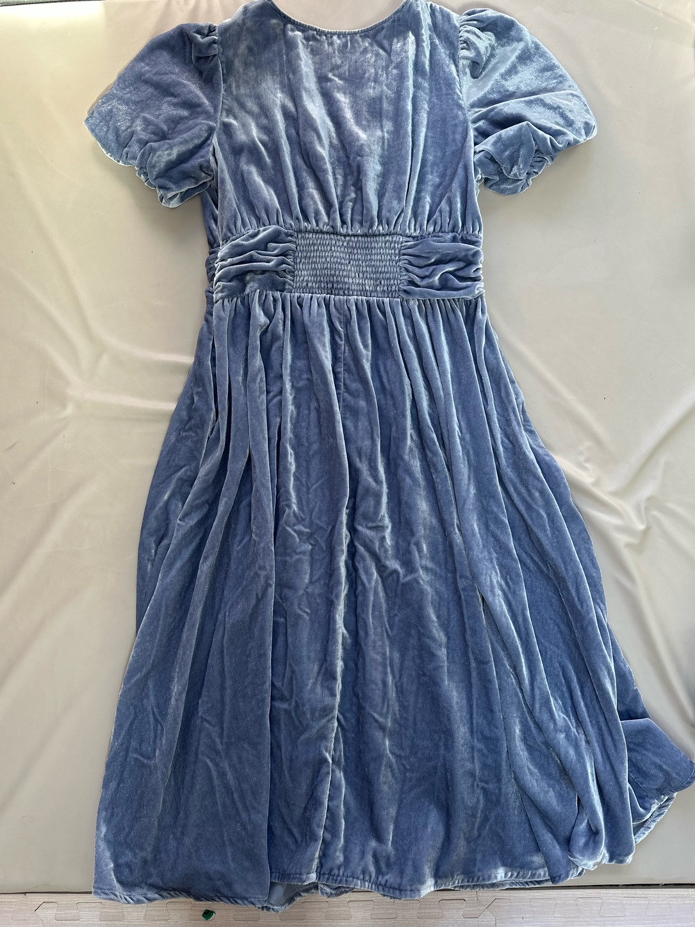 Anthropologie Dusty Blue Periwinkle Velvet Button-Front Maxi Dress - Picture 3 of 7